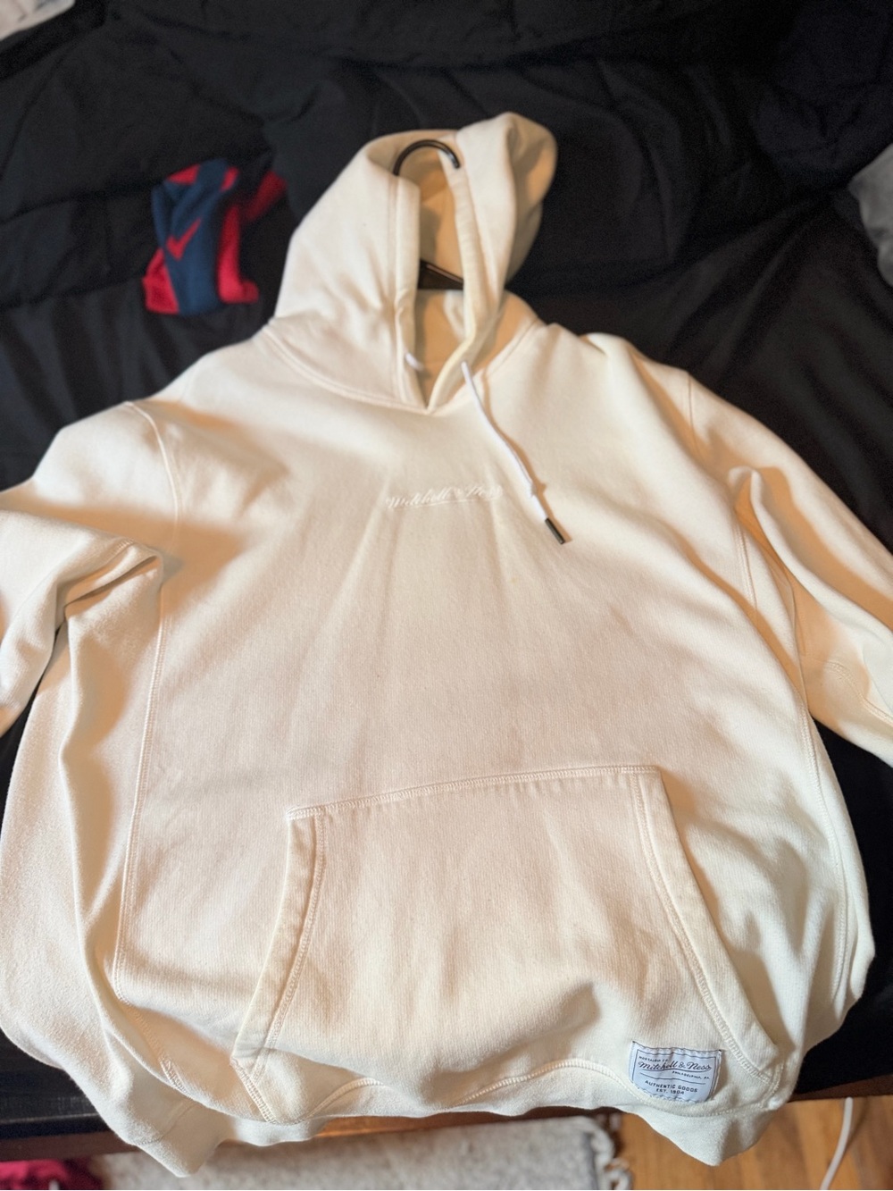 Mitchell & Ness Cream Hooded Sweatshirt